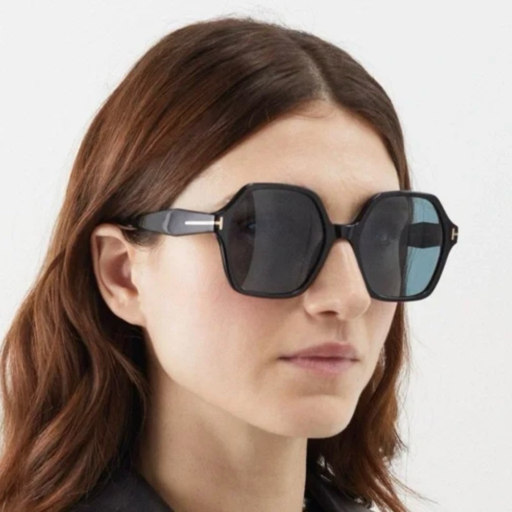 Tom Ford Black Oversized Hexagon Romy Sunglasses